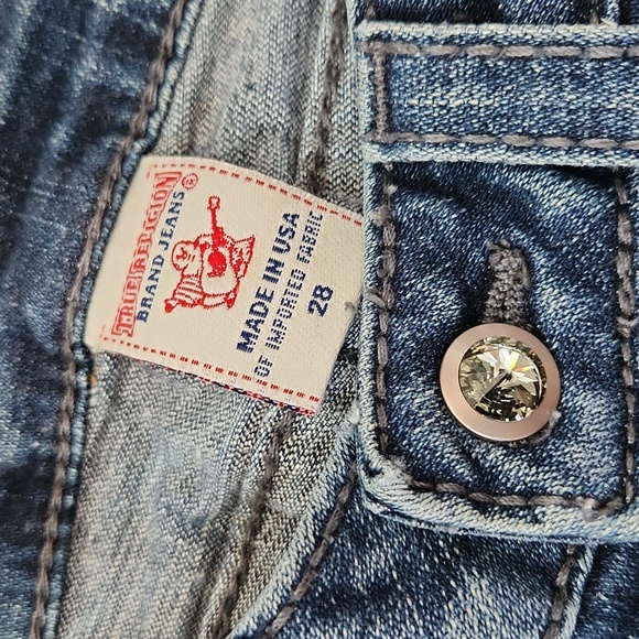Rare Authentic Disco Becky True Religion Jean's with Diamonds buttons Size 28 - Picture 2 of 5